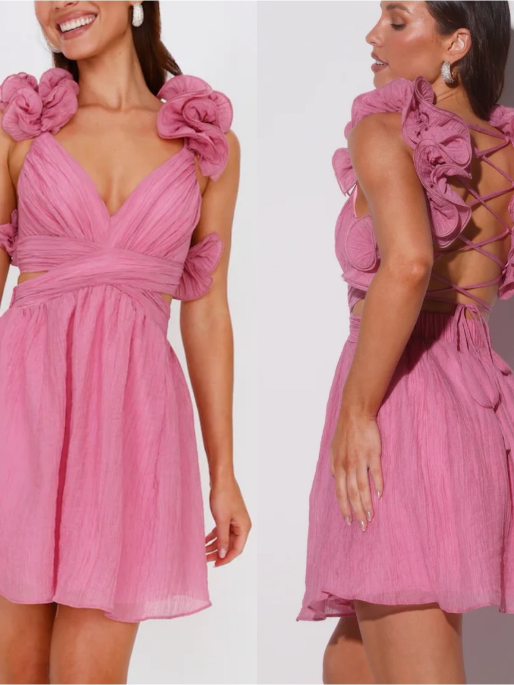 HELLO MOLLY | NWT Rainbow Sunsets Mini Dress in Pink | 2